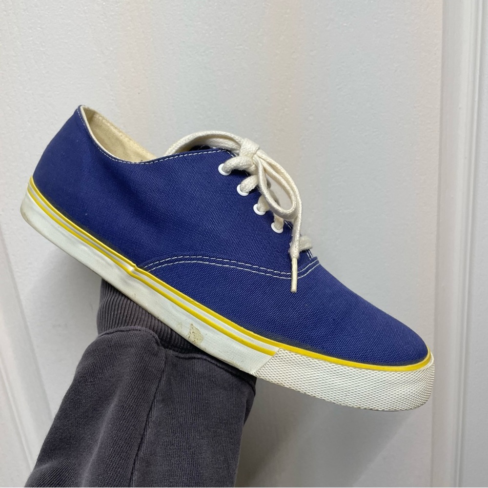 Polo by Ralph Lauren Navy Canvas Sneakers with Yellow Trim